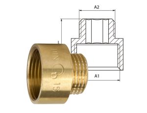 PRZEDŁUŻKA REDUKCYJNA GW GZ 3/4x1/2 15mm MOSIĄDZ DIAMOND - image 2