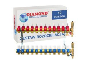 ROZDZIELACZ DO OGRZEWANIA PODŁOGOWEGO Z PRZYŁĄCZEM 1 x 3/4 12 sekcje DIAMOND - image 2
