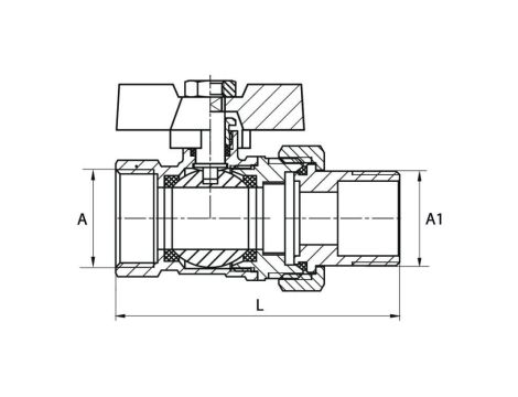 ZAWÓR KULOWY ZE ŚRUBUNKIEM, Z DŁAWIKIEM, Z ALUMINIOWYM MOTYLKIEM GW/GZ 1" DIAMOND - 4