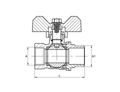 ZAWÓR KULOWY STANDARD Z DŁAWIKIEM GW/GZ Z MOTYLKIEM 1" DIAMOND - 4