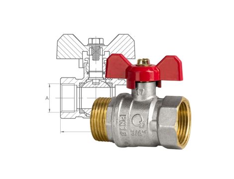 ZAWÓR KULOWY STANDARD Z DŁAWIKIEM GW/GZ Z MOTYLKIEM 1" DIAMOND - 2