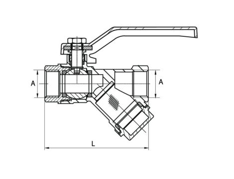 KUREK KULOWY DN15 (1/2) Z FILTREM SKOŚNYM - 3
