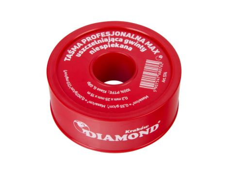 TAŚMA TEFLON PROFESJONALNA MAX NIESPIEKANA PTFE 15 m SZER. 25 mm