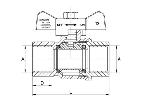KUREK KULOWY DO INSTALACJI GAZOWYCH, DN15, 1/2" - 2