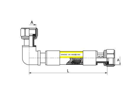 PRZEWÓD PRZYŁĄCZENIOWY CMG 1/2" W-Kolano - Diamond Flex DN12 - 500 mm - 2