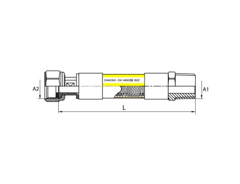 PRZEWÓD PRZYŁĄCZENIOWY CMG 1/2" WZ - Diamond Flex DN12 - 750 mm - 2