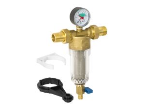 FILTR MECHANICZNY Z PŁUKANIEM WSTECZNYM Z MANOMETREM I ZAWOREM SPUSTOWYM, DN25, 1