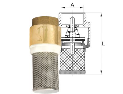 ZAWÓR ZWROTNY Z KOSZEM SSĄCYM 6/4" MOSIĄDZ DIAMOND - 3