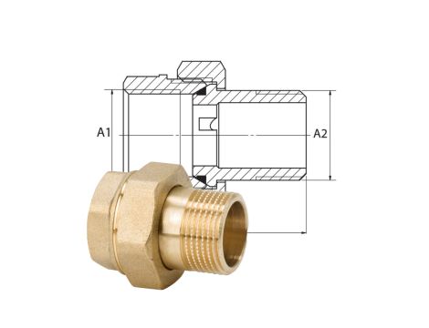 ŚRUBUNEK PROSTY Z USZCZELKĄ 5/4" MOSIĄDZ DIAMOND - 2