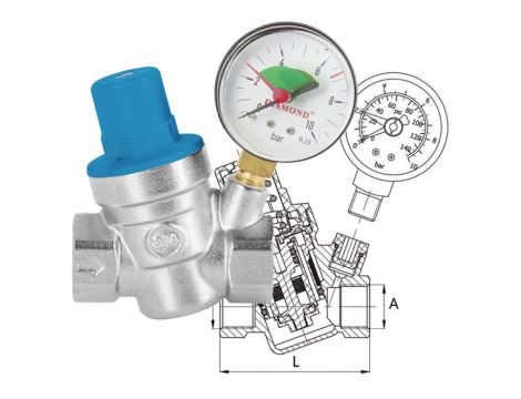 REDUKTOR CIŚNIENIA WODY Z MANOMETREM 1" DIAMOND - 3