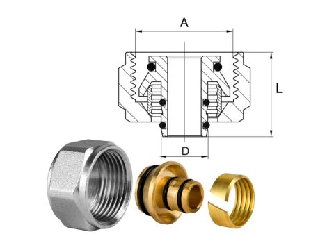 ŁĄCZNIK ZACISKOWY DO RUR PEX 3/4x16 DIAMOND - 3